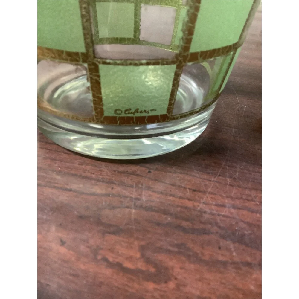 Culver 22K Gold Green Ice Bucket 4.75” MCM Vintage